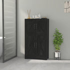 HOMCOM - Armoire de cuisine style ferme 23,6 po L - grain de bois noir-Deux étagères réglables personnalisent les options de rangement 