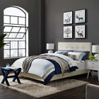 Modway - Amira Performance Velvet Lit King, Ivoire-Sommier requis (non inclus)