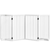 PawHut - Barrière pour animaux autoportante, pliable avec pieds de support - blanc-Barrière en quatre parties, pliable de manière flexible pour diverses options d'installation 