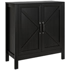 HOMCOM - Armoire de rangement de cuisine style ferme 31,5 po L - noir-Style ferme moderne avec design de porte de grange et finition effet bois 
