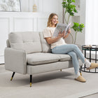 HOMCOM - Canapé loveseat 55 po avec dossier capitonné - blanc crème-Les boutons capitonnés sur le coussin du dossier ajoutent une touche de luxe à votre intérieur   