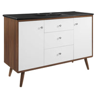 Modway - Transmit Évier simple 48" Vanette de salle de bain - Noir noyer-Assemblée requise