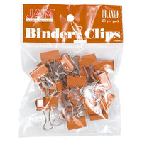 JAM Paper - Pinces à reliure colourées - petites - 19 mm (3/4 po) - orange - paquet de 25-Couleur : Orange | Fabriqué en acier trempé pour une tenue extra forte