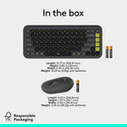Logitech - Pop Icon ensemble clavier et souris Bluetooth - Graphite-Plastique recyclé: les pièces en plastique de l’ensemble POP ICON Combo contiennent entre 37 % et 70 % de plastique recyclé selon la couleur; emballage responsable utilisant du papier certifié FSC