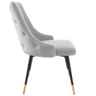 Modway - Adorn Performance Velvet Fauteuil d’appoint de salle à manger Ensemble de 2 - Gris clair-Jambes noires effilées
