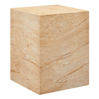 Modway - Jordana Square Plinth Intérieur - Terrasse extérieure Béton Table d’appoint - Travertin-Table d’appoint polyvalente intérieure/extérieure