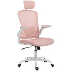 HOMCOM - Chaise de bureau ergonomique avec soutien lombaire 4d - rose-Maille respirante empêchant la sensation d'étouffement, garantissant un confort frais toute la journée 