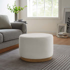 Modway - Tilden Grand velours rond de performance de 23" Rembourré Ottoman - Albâtre naturel-Rembourrage en mousse dense