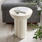 Modway - Caspian Béton rond Table d’appoint - Blanc-Base de piédestal en forme de trèfle