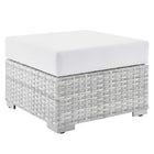 Modway - Convene Terrasse extérieure Ottoman - Gris clair/Blanc-Tissage en rotin synthétique