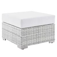 Modway - Convene Terrasse extérieure Ottoman - Gris clair/Blanc-Tissage en rotin synthétique