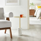 Modway - Lyric Manche Table d’appoint - Laiton blanc-Sommet de haut cylindre de 8 pouces