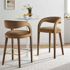 Modway - Pinnacle Performance Velvet Tabouret de bar - Or brun - Ensemble de 2-Rembourrage en mousse dense