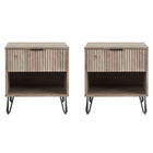 Manhattan Comfort - DUMBO 20,07" Table de nuit moderne 1 tiroir - Gris rustique - Lot de 2-Moderne-contemporain avec une touche de glamour - Table de nuit pour chambre et salon, lot de 2