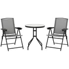 Outsunny - Ensemble bistro de patio pliant avec chaises et table ronde-Chaises pliables avec dossier réglable, assise en tissu et accoudoirs incurvés pour un confort optimal 
