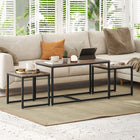 HOMCOM - Table basse gigogne pour salon - brun - Paquet de 3-Couleur : grain de bois brun, noir