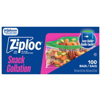 Sacs à collation Ziploc Snack Bags, paquet de 100-Tablettes faciles à ouvrir