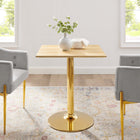 Modway - Verne 28 po Carré Table à manger, Or Naturel-Plateau en MDF