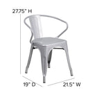 Flash Furniture – Ensemble avec table et 2 sièges à bras ajourés, intérieur/extérieur, métal, argenté (CH31330270SIL)-27,75 larg. x 27,75 prof. x 29 haut. (po)/carré