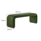Modway - Koda Performance Velvet Banc long de la chute d’eau - Vert mousse noire-Conception des cascades
