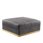 Modway - Sanguine Chenal Touffé Performance Velvet Modular Sectional Sofa Ottoman - Gris-Glam Deco Ottoman