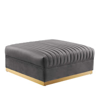 Modway - Sanguine Chenal Touffé Performance Velvet Modular Sectional Sofa Ottoman - Gris-Glam Deco Ottoman