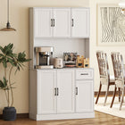 HOMCOM - Armoire de garde-manger 71 po avec station de recharge - blanc-Un large plan de travail sert également de zone de préparation ou d’exposition pour les appareils 