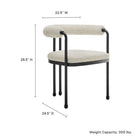 Modway - Turin Dos courbé Boucle et métal Chaise d’accent pour salle à manger - Black Pearl-Siège rembourré pour le confort