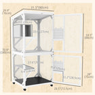 PawHut - Maison pour chat d’extérieur, grande volière avec roues et boîte de repos - 31,5 po L x 30 po l x 70,75 po H - blanc-Fabriqué en bois de sapin massif recouvert d’une peinture sans danger pour les animaux et d’un treillis métallique galvanisé pour assurer la stabilité 