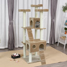 PawHut - Arbre à chat grand 70,5 po - beige-Plateformes à différents niveaux pour que votre chat puisse grimper, sauter, s’allonger, se détendre ou dormir 