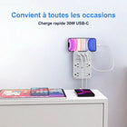 ShoppingAll - Huntkey multiprise murale avec parasurtenseur, 4 prises et 3 ports USB-Boîtier ignifuge, conception anti-électrocution et conformité ETL dans un format compact de 3,5 po l x 2 po P x 5,5 po L