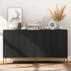 HOMCOM - Buffet 55,1 po L, armoire de rangement - noir-Panneaux de particules de qualité et pieds en métal garantissant la robustesse 