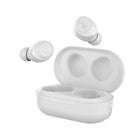 JLab JBuds l'Air Vrai Écouteurs sans Fil et étui de Chargement - Blanc-Connexion Bluetooth-5 de classe 1: 3-4 heures dans chaque oreillette, 10 heures supplémentaires dans le cas - C'est environ 14 heures.