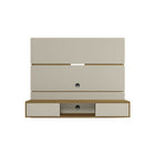 Manhattan Comfort - Centre de divertissement flottant Vernon 62,99 po style milieu du siècle moderne - Blanc cassé et cannelle-Centre de théâtre mural de style mid-century modern pour salon et chambre