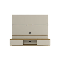 Manhattan Comfort - Centre de divertissement flottant Vernon 62,99 po style milieu du siècle moderne - Blanc cassé et cannelle-Centre de théâtre mural de style mid-century modern pour salon et chambre