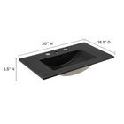 Modway - Cayman 30" Lavabo de salle de bain in Noir-Construction en céramique