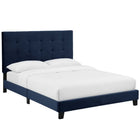 Modway - Melanie Bouton à touffe Velours Performance Rembourré Lit de plateforme King, Bleu Minuit-Tissu résistant aux taches durable