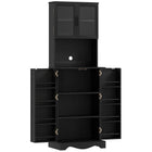 HOMCOM - Armoire de cuisine 71 po avec 8 étagères de porte - noir-Offre un grand espace de rangement avec deux armoires, huit étagères de porte et un plan de travail spacieux 