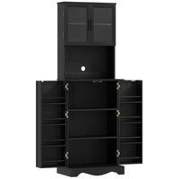 HOMCOM - Armoire de cuisine 71 po avec 8 étagères de porte - noir-Offre un grand espace de rangement avec deux armoires, huit étagères de porte et un plan de travail spacieux 