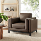 Modway - Roscoe Cuir végane Fauteuil - Espresso-Cadre en bois vieilli séché au four
