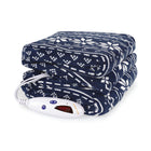 BIOS Living - Couverture chauffante cicro-peluche - Marine avec flocons de neige-Lavage et séchage à la machine
