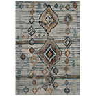 Modway - Jenica Diamant abstrait tribal marocain vieilli Tapis de 5 pi l x 8 pi L - Argent, bleu, beige et brun-Tapis abstrait marocain marocain vieilli