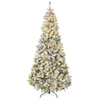 HOMCOM - Arbre de Noël artificiel floqué de neige de 7 - 5 pieds avec lumières-D'une hauteur de 7,5 pieds, il est recouvert de larges feuilles qui lui confèrent un aspect sain et naturel 