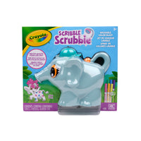 Crayola - Ensemble de jeu Jet de couleur Scribble Scrubbie-Jet de couleur scribble scrubbie : comprend 1 éléphant aérographe géant, 6 marqueurs lavables scribble scrubbie, 1 figurine d'éléphant scribble scrubbie et une feuille d'instructions