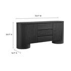 Modway - Duval 71" arrondi Armoire de rangement de buffet - Noir-Charnières à fermeture douce
