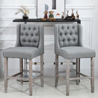 HOMCOM - Tabouret de bar sans accoudoirs à dossier capitonné, chaise haute - gris - paquet de 2-L'assise et le dossier profondément rembourrés offrent un confort et un soutien exceptionnels