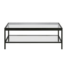 Hudson&Canal - Table basse rectangulaire Alexis (45 po de largeur) - Bronze noirci-Dispose d'un plateau en verre trempé