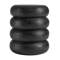 Modway - Ellery Rond empilé Bois Table d’appoint - Brosse métallique noire-Table d’appoint ronde courbée