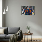 Connor McDavid and Leon Draisaitl Oilers Alternate Jersey Behind-H - Toile encadree - 31" x 22"-Prêt à accrocher - livré entièrement assemblé