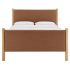 Modway - Maven Grandeur nature Cuir végétalien rembourré Lit de plateforme, Tan Oak-Support en lattes de bois